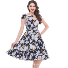 Belle Poque Manga Curta Aquecida Retro Vintage Cotton Estilo Retro Vintage 50s 60s Vestido BP000008-4